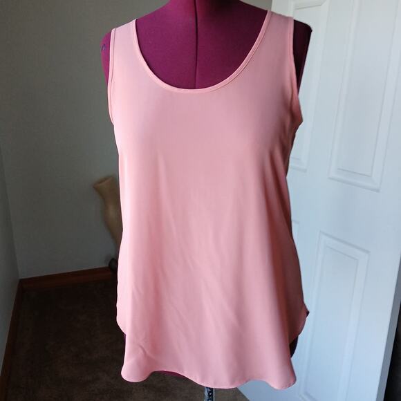 Ann Taylor LOFT Pink Back Button Tank Top Medium tunic classic modern twee - Picture 3 of 12